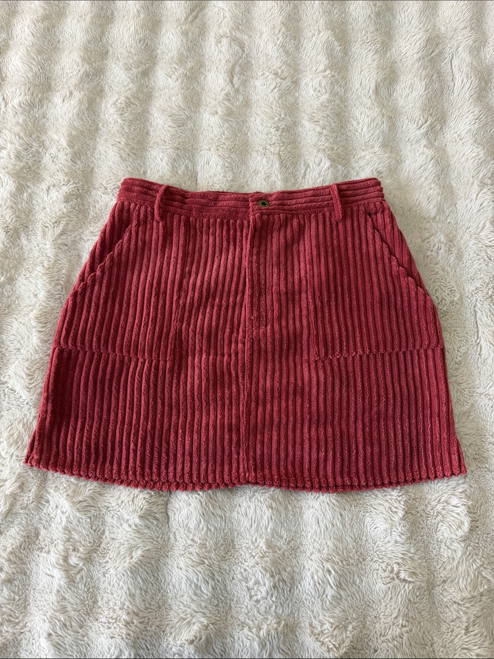Corduroy Mini Skirt in Deep Rose